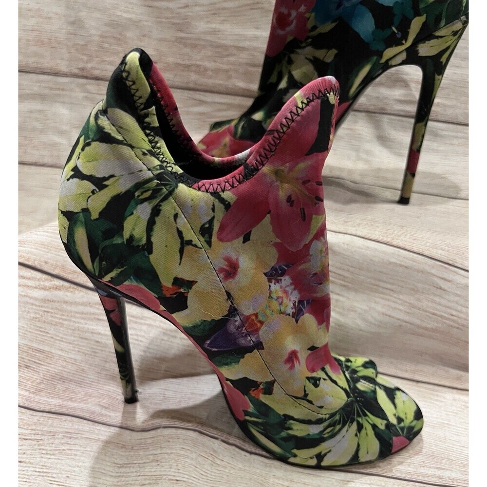 Steve Madden Multicolor Slip On Stretch Fabric Floral High Stiletto Heels 6.5 - Picture 2 of 11